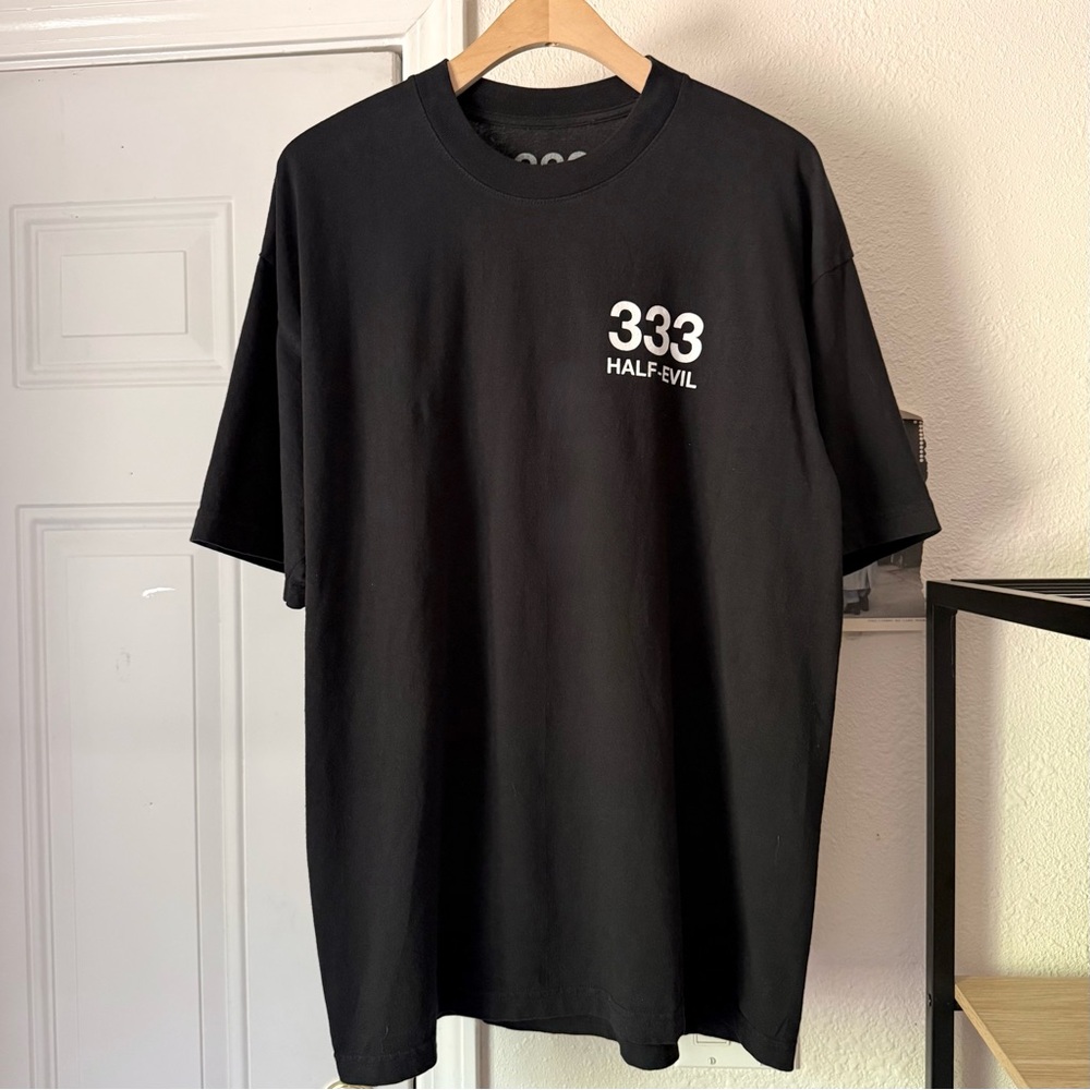 333 HALF EVIL logo graphic cotton crew neck knit short sleeve tee t-shirt